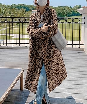 Amazon.com: SOMTHRON Women's Leopard Long Wool Trench Coat